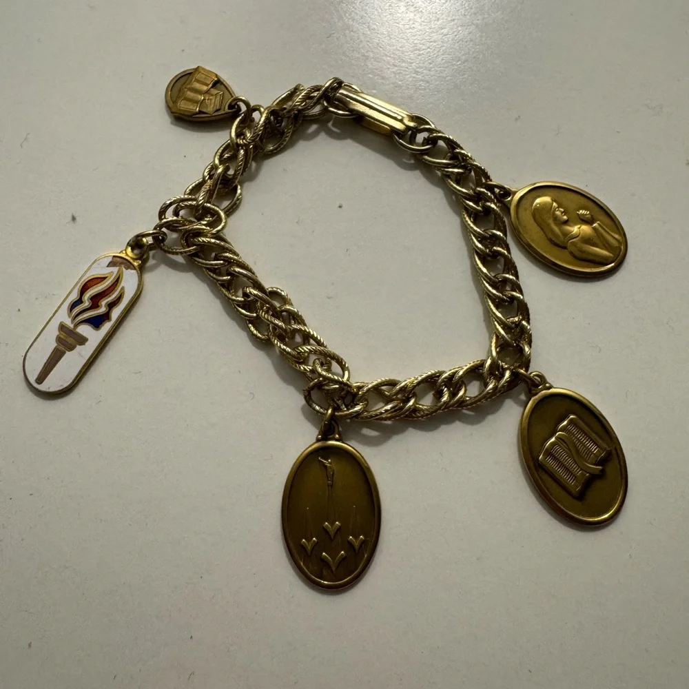Mormon LDS Gold Tone Insight & Inspiration Charm Bracelet - Picture 1 of 9